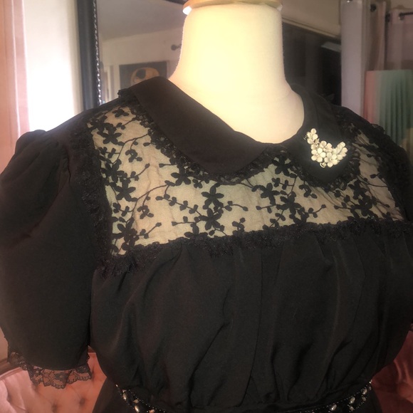Beautiful black vintage reproduction dress- 40’s 50’s style- lace detailing- 3X - Picture 3 of 10